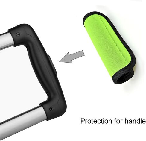 5 قطع من علامات الأمتعة ذات اللون النيون الملفوف للسفر بألوان زاهية وعلامات الأمتعة لحقيبة الأمتعة وأغطية مقبض الأمتعة وإكسسوارات السفر في المطار (أخضر) in Kuwait