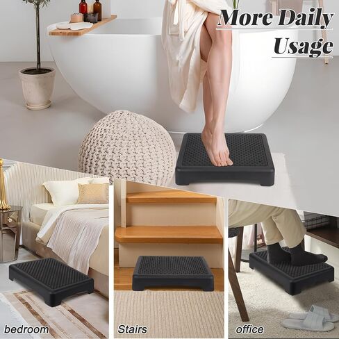 RayLove Mobility One Step Stool for Adults & Seniors, Non-Slip Bathroom Step Stool, Indoor/Outdoor Portable Stair Assist, Platform Step for Office, Kitchen, Cars and Bedroom, 400lbs Capacity, Black in Saudi Arabia