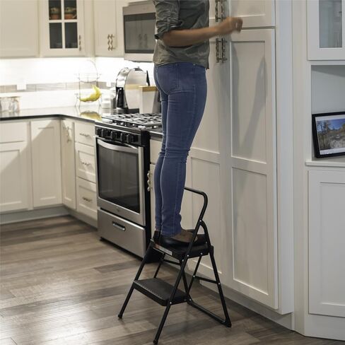 COSCO 2-Step Household Folding Steel Step Stool, Black in Saudi Arabia