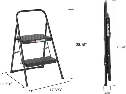 COSCO 2-Step Household Folding Steel Step Stool, Black in Saudi Arabia