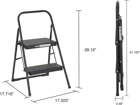 COSCO 2-Step Household Folding Steel Step Stool, Black in Saudi Arabia