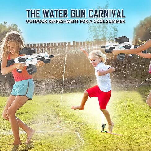 Electric Water Gun, Automatic Water Gun Powerful Full Auto Water Guns High Capacity with Tank and Water Bottles Can be Added 30 Feet Long Range Squirt Guns for Adults and Kids (White) in Saudi Arabia