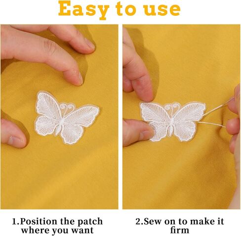 32 PCS White Lace Butterfly Applique Embroidery Organza Fabric Embroidery Butterflies Patches Sew Iron On Patch for Wedding Bridal Dress Craft DIY Clothes Hair Ornaments Dress/Hat/Bag Decoration in Saudi Arabia