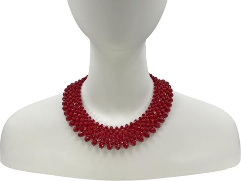 MGR MY GEMS ROCK! مريلة المختنق بيان العقيق الأحمر بلورات قلادة طوق مطرز، 18 بوصة طويلة مع 1.5 بوصة موسع. in Kuwait