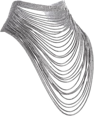 قلادة Rosemarie & Jubalee النسائية Extreme Glamour 30 صفًا من أحجار الراين الكريستالية المتدلية ذات الياقة المريلة للزفاف متعددة الخيوط، 12 بوصة + 3 بوصة ممتدة in Kuwait