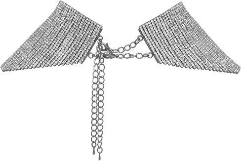 قلادة Rosemarie & Jubalee النسائية Extreme Glamour 30 صفًا من أحجار الراين الكريستالية المتدلية ذات الياقة المريلة للزفاف متعددة الخيوط، 12 بوصة + 3 بوصة ممتدة in Kuwait