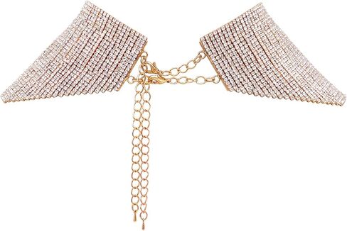 Rosemarie & Jubalee Women's Extreme Glamour 30 Rows Of Draped Crystal Rhinestones Statement Multistrand Bridal Bib Collar Necklace, 12"+3" Extender in Saudi Arabia