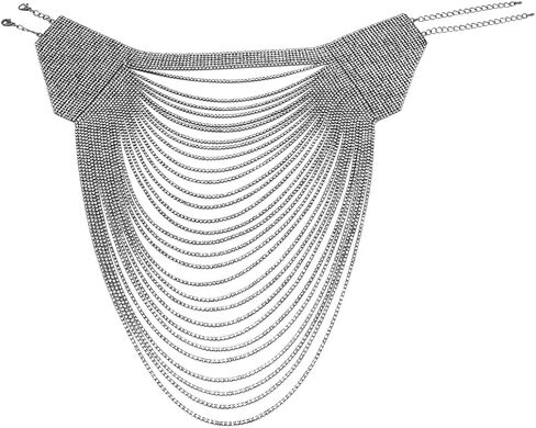 قلادة Rosemarie & Jubalee النسائية Extreme Glamour 30 صفًا من أحجار الراين الكريستالية المتدلية ذات الياقة المريلة للزفاف متعددة الخيوط، 12 بوصة + 3 بوصة ممتدة in Kuwait