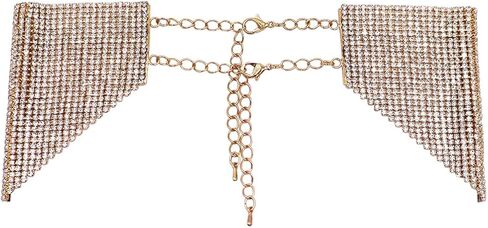 Rosemarie & Jubalee Women's Extreme Glamour 30 Rows Of Draped Crystal Rhinestones Statement Multistrand Bridal Bib Collar Necklace, 12"+3" Extender in Saudi Arabia
