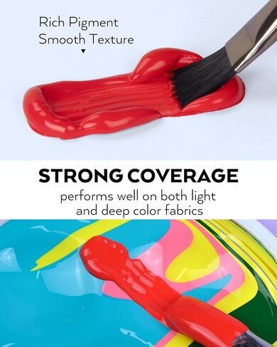 Nicpro 8 Colors Permanent Fabric Paint (4 oz, 120 ml) Soft Fabric Paint for Clothes, Non-Toxic Textile Paint for Fabric DIY Crafts, T-shirts, Shoes Jeans Bags Canvas for Kid Adult with Color Wheel in Kuwait