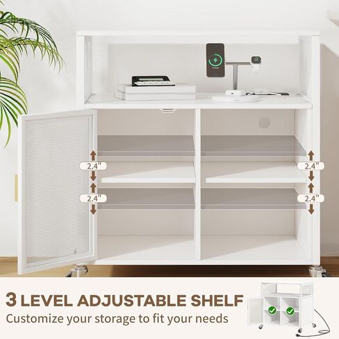 Printer Stand with Storage, File Cabinet w/Wheels and Charging Station, Industrial Printer Table for Home Office, 4-Tier Filing Cabinet for Printer Paper, Letter, File Organization(White) in Saudi Arabia