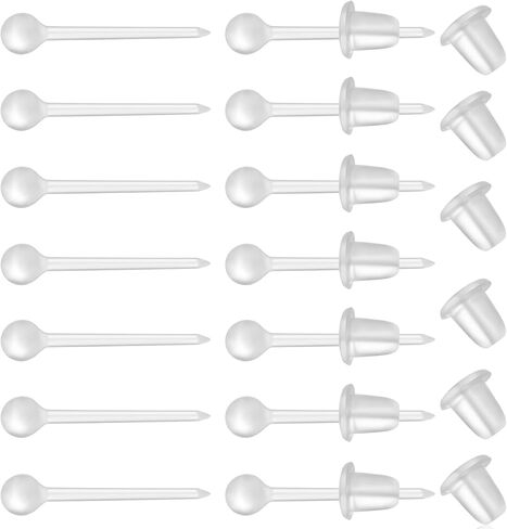 Clear Earrings Findings Set,3mm Plastic Earrings Findings Set for Sensitive Ears,Clear Earrings Findings Set for Sport in Saudi Arabia