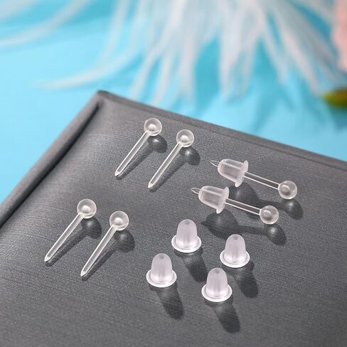 Clear Earrings Findings Set,3mm Plastic Earrings Findings Set for Sensitive Ears,Clear Earrings Findings Set for Sport in Saudi Arabia
