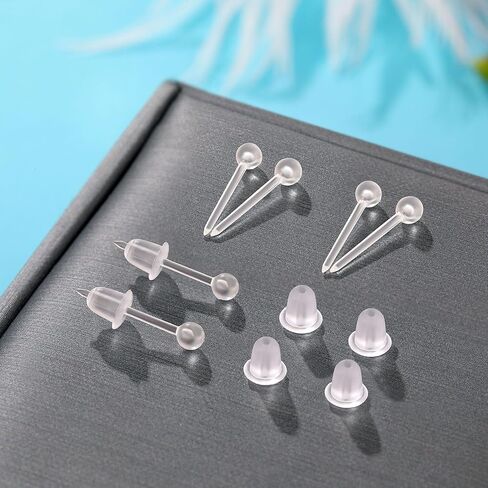 Clear Earrings Findings Set,3mm Plastic Earrings Findings Set for Sensitive Ears,Clear Earrings Findings Set for Sport in Saudi Arabia