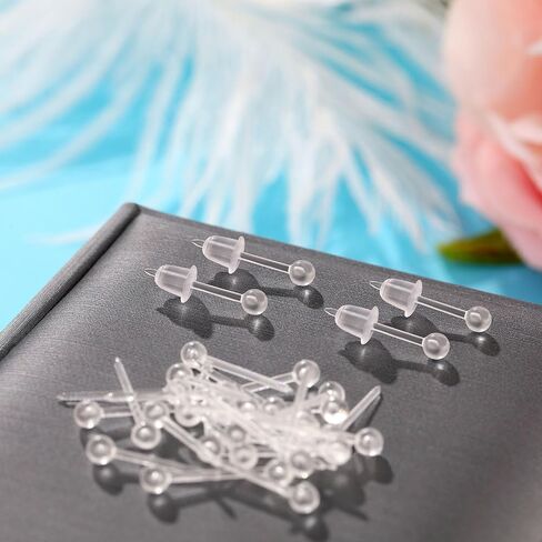 Clear Earrings Findings Set,3mm Plastic Earrings Findings Set for Sensitive Ears,Clear Earrings Findings Set for Sport in Saudi Arabia