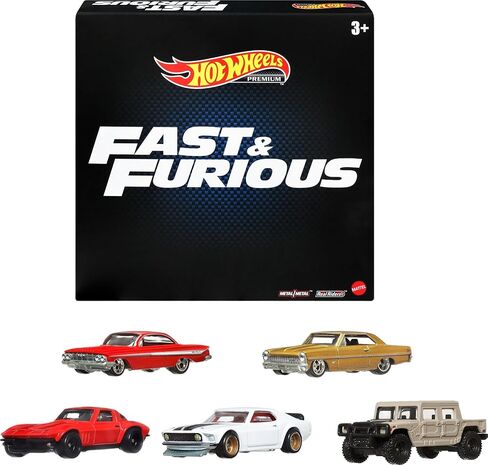 Hot Wheels Cars, Premium Fast & Furious 1:64 Scale 5-Pack Die-Cast Toy Cars for Collectors, HKF07 in Saudi Arabia