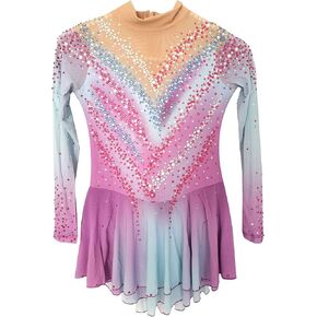 Ice Figure Skating Dress Girls Women Pink Purple Gradient Competition Dress