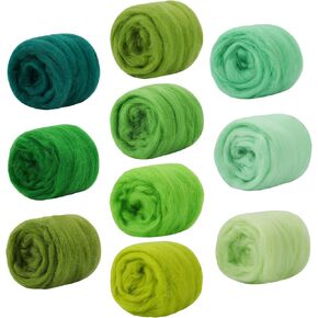 Mayboos10 Colors Fiber Wool, Fiber Wool Yarn Roving, Spinning Wool Roving for Needle Felting, DIY Hand Spinning, Needle Felting Wool Craft, 10g/Color (Warm Colors)