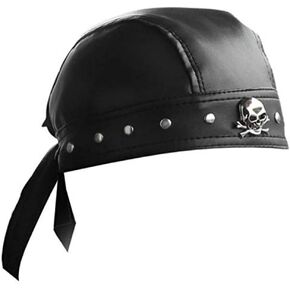 Leather Bandana Biker Doo Do Rag Headwrap Studded Skull Cap Capsmith Du Rag Black