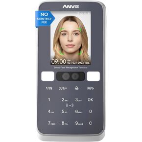 ANVIZ Time Clocks for Employees Small Business (0 Monthly Fee) - CX5 Clock in and Out Machine - Face + RFID + Pin - Door Access - Biometric Electronic Punch Machine - with Cloud Software