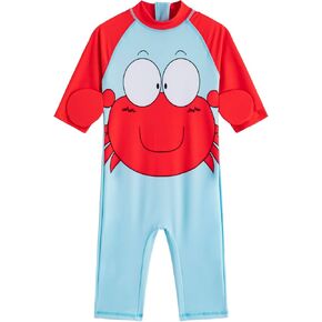 LIZENS Boys One Piece Swimsuit Long Sleeve Boys Swimwear Rash Guard Suit Kids
