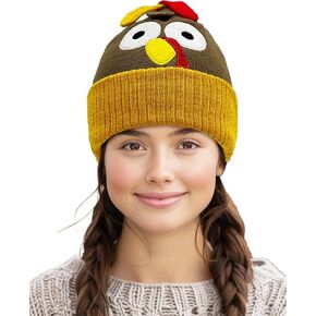 Dolkoic Thanksgiving Turkey Beanie Hat Knitted Cap for Women Men Party Dress Up Running Cosplay Costume
