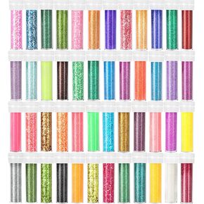 Glitter, 48 Colors Glitter Set(576g), 36 Colors Extra Fine Glitter and 12 Colors Chunky Glitter, Craft Glitter for Resin Accessories DIY Slime Candle, Glitter Powder for Nail Art, Body Hair Face