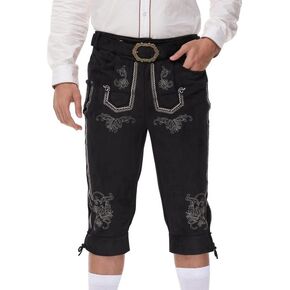 KOJOOIN Men's Lederhosen Oktoberfest Pants German Bavarian Costume Authentic German Pants