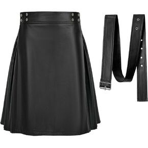 Mens Scottish Utility Kilts Vintage Gothic Pleated Skirts Vintage Traditional Leather High Waist Kilts