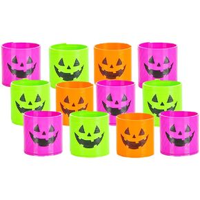 The Dreidel Company Halloween Coil Spring, Jack-O-Lantern Circle Shaped Coils, Neon Colors Magic Spring Toy, Party Favor for Kids, 1.4" (35mm) (12-Pack)
