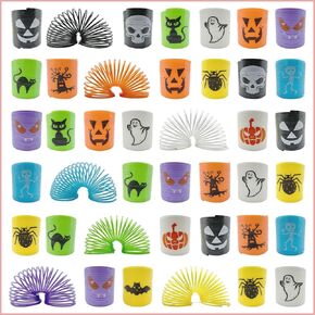 36PCS Halloween Coil Springs for Kids,Assorted Halloween Pattern Mini Coil Springs Magic Springs for Trick or Treat Classroom Giveaways Party Favors