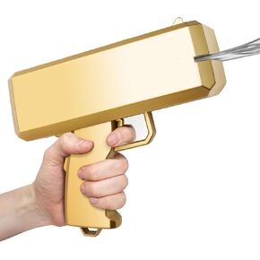 Make it Rain Money Gun Shooter,Handheld Money Gun for Cash Battery Operated Faux Money Blower for Parties Movies Game Nights (Silver)