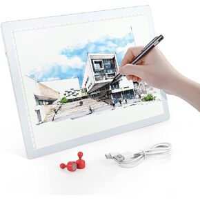 Rechargeable A4 Light Pad, Portable Wireless LED Tracing Light Box Powered by Lithium Battery, Ultra-Thin Dimmable Light Board for Weeding Vinyl, Sketching, Drawing, Diamond Painting (Black)