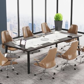 Tribesigns 6.56 FT Conference Table, 78.74-Inch Large Meeting Table for 8-10 People, Rectangular Computer Desk with Metal Frame, Industrial Business Seminar Table for Office, Conference Room