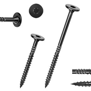 8 Inch Heavy-Duty Outdoor Deck Screws, 50Pcs Star Drive Decking Wood Screws, Rust Resistant Timber Screws for Timber/Log/Landscaping Wood (#14 x 8" Black)