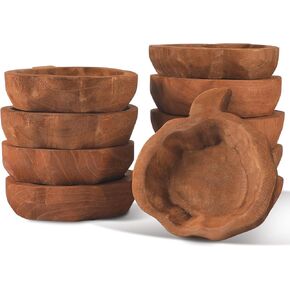 Tioncy 10 Pcs Wooden Dough Bowls Wood Heart Shaped Bowl Heart Dough Bowl Bulk Farmhouse Dough Bowl Candles Decoration for Home Dining Holding Candles Making Bread Dough Fruits Table Supplies, 7 Inch