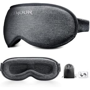 Sleep Mask 100% Light Blocking 3D Contoured Sleeping Mask for Women Men,Zero Eye Pressure Sleeping Mask with Adjustable Strap,Earplugs,Travel Pouch,Ultra Soft Eye Masks for Sleep,Travel,Yoga