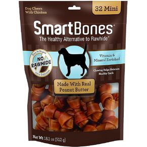 SmartBones Rawhide-Free Peanut Butter Mini Bones 16 Count (Pack of 1)