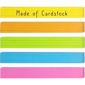 Chell Colored Sentence Strips Cardstock, Pack of 100, 3" x 24" Rainbow Color Word Learning Strips Handwriting Practice Tools for Teachers, Classroom and Office, 5 Colors