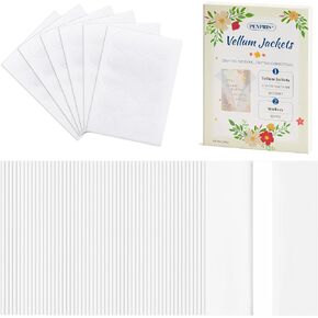 45 Sets Luxury Pre-Folded Vellum Jackets with Blank 5''x7'' White Cards and Sealing Stickers Translucent 5''x7'' Vellum Paper for Wedding/Birthday Invitations PAP10MX1