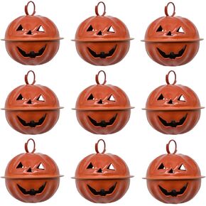 Maydahui 20PCS Pumpkin Shaped Jingle Bells 1.6 Inches for Halloween Decor Crafts