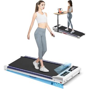 Walking Pad Under Desk Treadmill: Up to 6% Incline Voice Control 2.5HP Smart Treadmills Compatible with WELLFIT KINOMAP APP for Home Office - 300 LBS Capacity