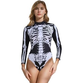 Halloween Skeletons Costume for Women Skull Costume Bodysuit with Zip-Back Bodycon Outfit in Saudi Arabia