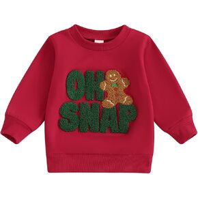 Lucikamy Toddler Baby Boy Girl Christmas Sweatshirt Letter Print Long Sleeve Crewneck Pullover Top Fall Winter Clothes