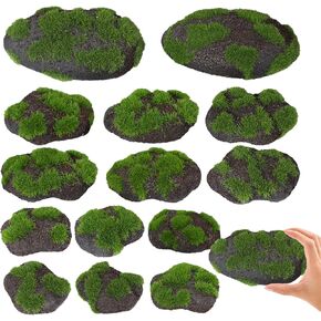 SNAIL GARDEN Moss Rock,14PCS 4 Sizes Green Moss Covered Stones,Artificial Moss Rocks,Foam Decorative Moss Rocks,Fake Moss Rocks Decorative for Wedding,Flowerpot Decoration and Garden，DIY Dried Flowers in Kuwait