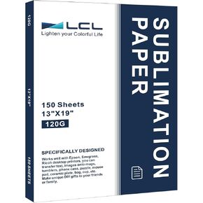 LCL Sublimation Paper Heat Transfer 150 Sheets 13 x 19 Inches Super Size Compatible with Inkjet Printer 120gsm