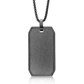 Gem Stone King Personalized Black Plated Tungsten Carbide Solid Polished Dog TAG Pendant Necklace with Lab Grown Diamond - Custom Engravable, Durable and Stylish Jewelry with 24 Inch Chain
