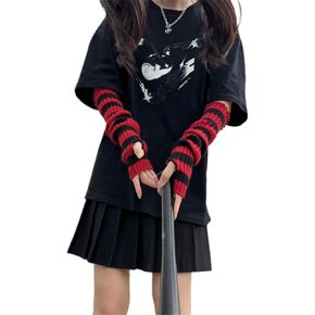 Arm Warmers Punk Gothic Rock Striped Arm Warmers Arm Warmers Y2k Accessories Emo Accessories