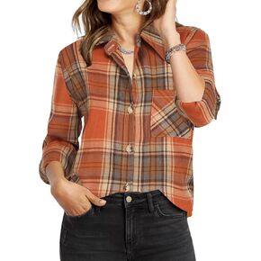 Zeagoo Womens Plaid Shirts Cotton Classic Long Sleeve Button Down Collared Casual Tops Lightweight Autumn Blouses in Kuwait