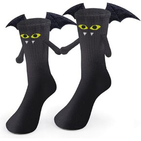 Awoscut Halloween Hand in Hand Novelty Socks Magnetic Holding Hands Funny 3D Ghost-Bat Family Matching Socks for Adult Kid